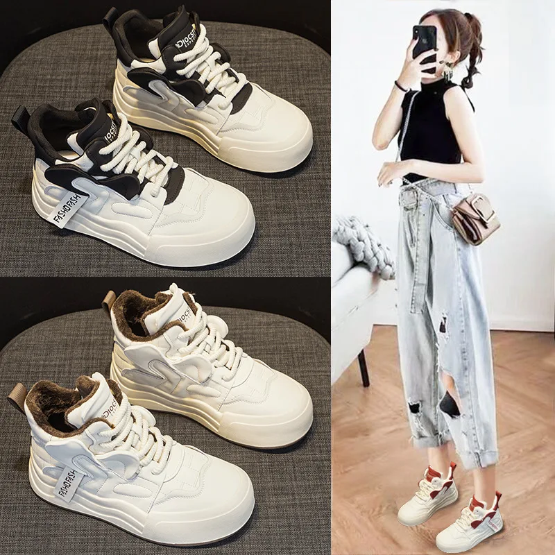 

Зимние женские высокие ботинки-снегоходы: теплые, модные, в корейском стиле, хлопковые, повседневные, с узлом, в стиле кэжуал