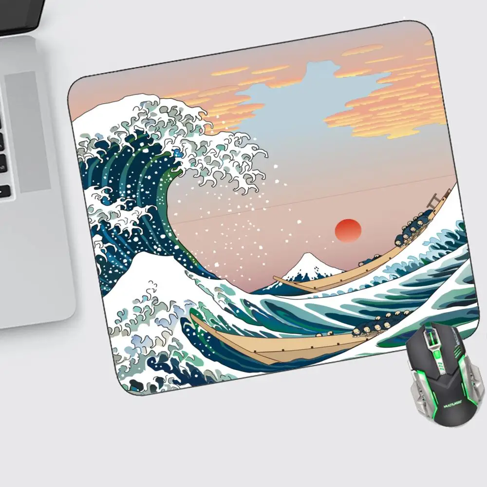 

Japan Waves Mouse Pad Small Gaming Accessories Keyboard Computer Offices Desk Mat Pc Gamer Non-slip Rubber Mousepad