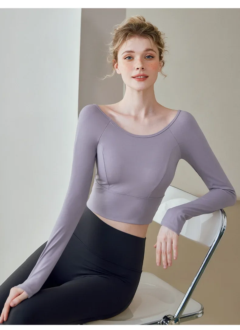 Atmungsaktives Mesh-Langarmshirt für Damen, Yoga-Fitness-Oberteil mit schönem Rückendesign, schnelltrocknend, ideal für Yoga-Shirts – Detail 14