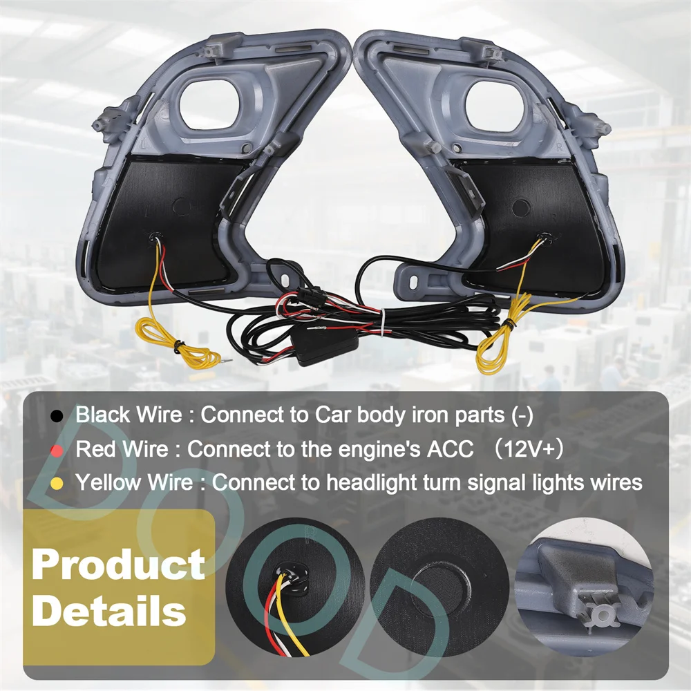 أضواء النهار LED مناسبة لتويوتا جراند هايلاندر 2024 2025 2026 ملحقات إضاءة إشارة الانعطاف الضباب