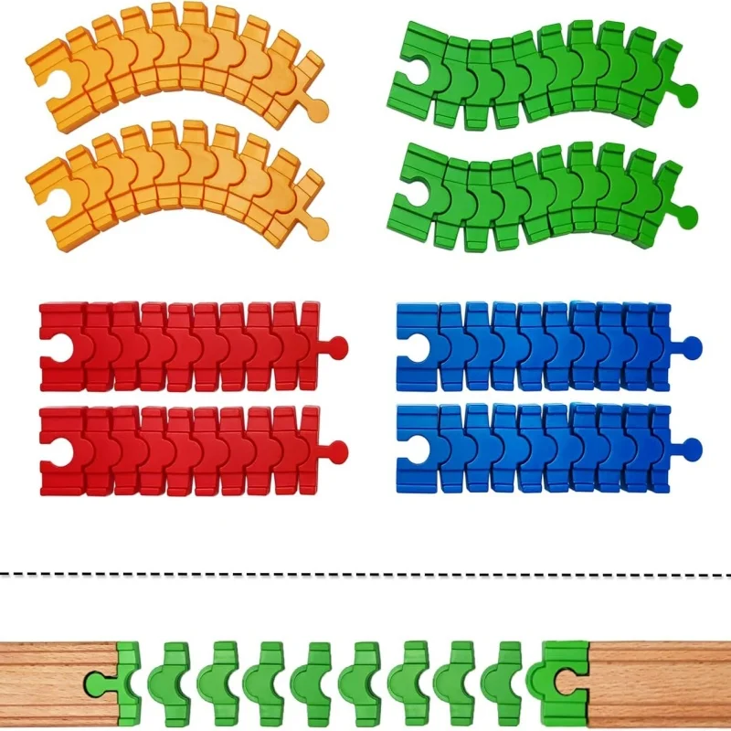 NEW Wooden Train Track Accessories Plastic Flexible Tracks Turntable Slope Bridge fit for Brand Wood Tracks Railway Toys