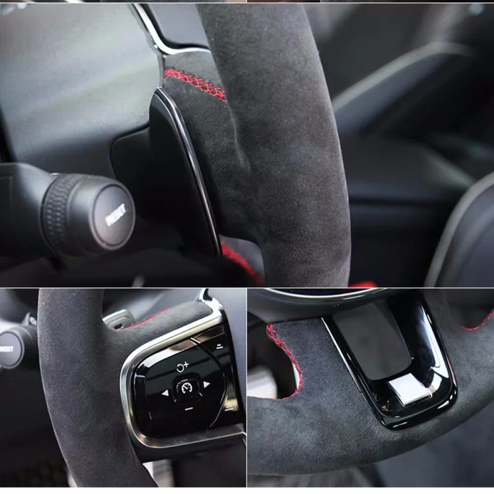 Custom Car Steering Wheel Cover DIY Anti-Slip Suede Leather For BMW E60 E61 530d 545i 550i E63 E64 630i 645Ci 650i Steering Wrap view 3
