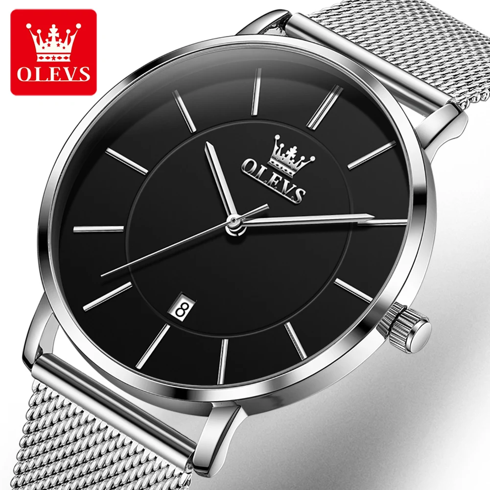 

OLEVS 5869 Quartz Leather Strap 30M Waterproof, Shockproof, Night Light Automatic Date Men's Watch