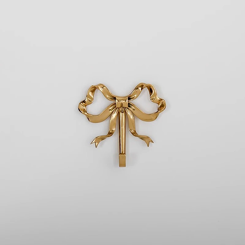 Nordic Retro Clothes Hook Coat Hook Bedroom Porch Bathroom Decoration Luxury Solid Brass Bow Shape Wall Hook