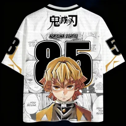 Ghost Slayer Character Print 85 Anime Manga Print Mesh Short Sleeve Loose Casual Breathable Cosplay Sports Top