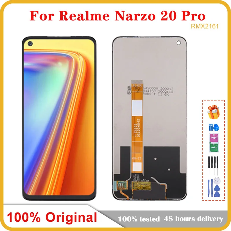 Original Black 6.5 ” For Oppo Realme Narzo 20 Pro RMX2161 RMX2163 Full LCD Display Touch Screen Digitizer Assembly Replacement