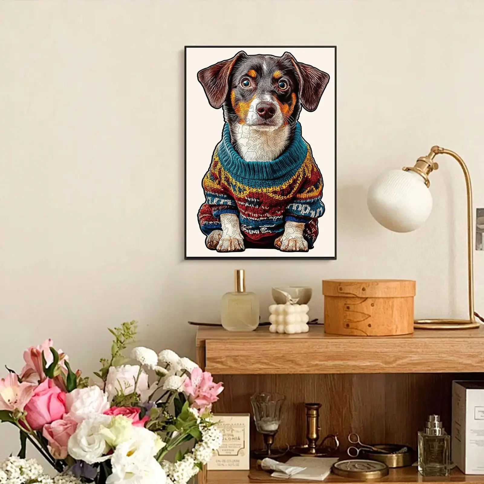 الألغاز للبالغين عيد الميلاد موضوع الحيوان الكلب تصميم عيد الميلاد خشبية الكلب بازل قطع للرجال النساء الفتيات الشباب المراهقين الزوج