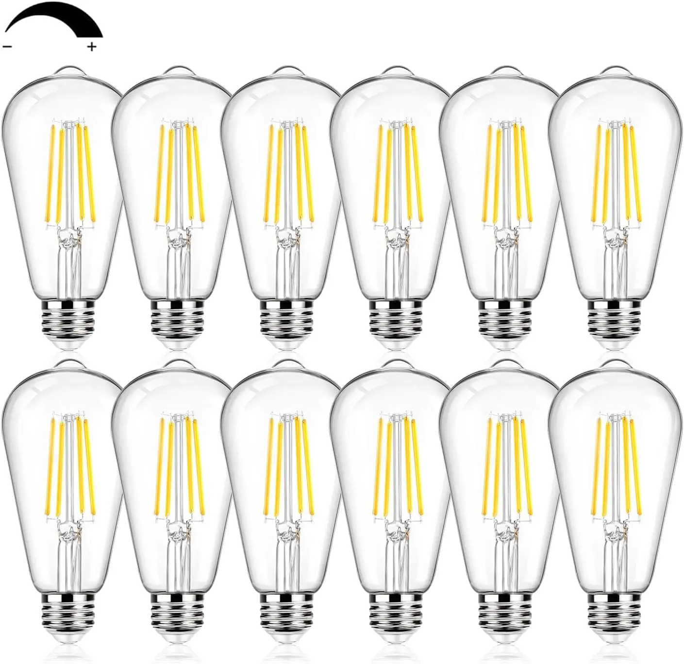 

12-Pack Large Vintage LED Edison Bulbs, 60W Equivalent 7W, Dimmable Warm White E26 Base for Home Office