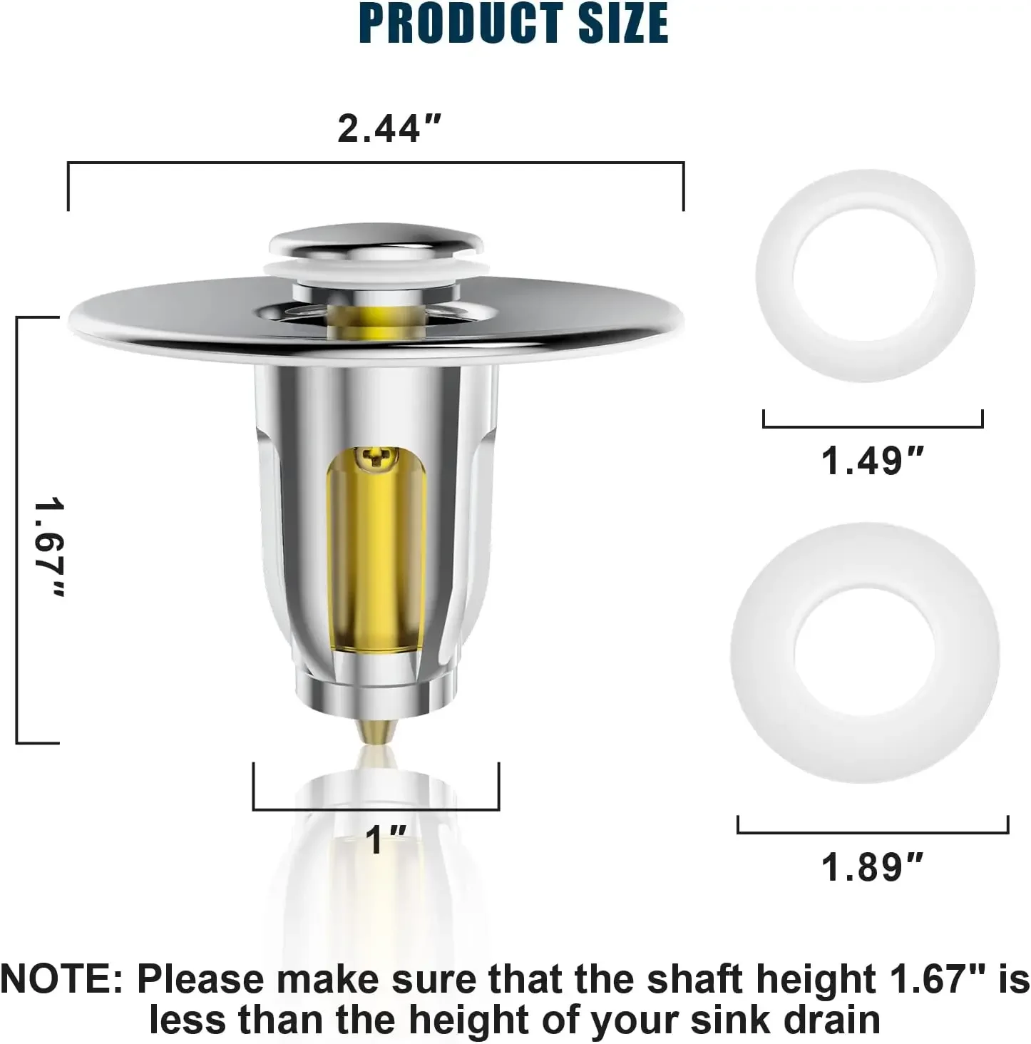 Universal Brass Bathroom Sink Stopper Bullet Core Push Type Basin Pop-Up Drain Filter Bathtub Converter Sink Drain Strainer Plug