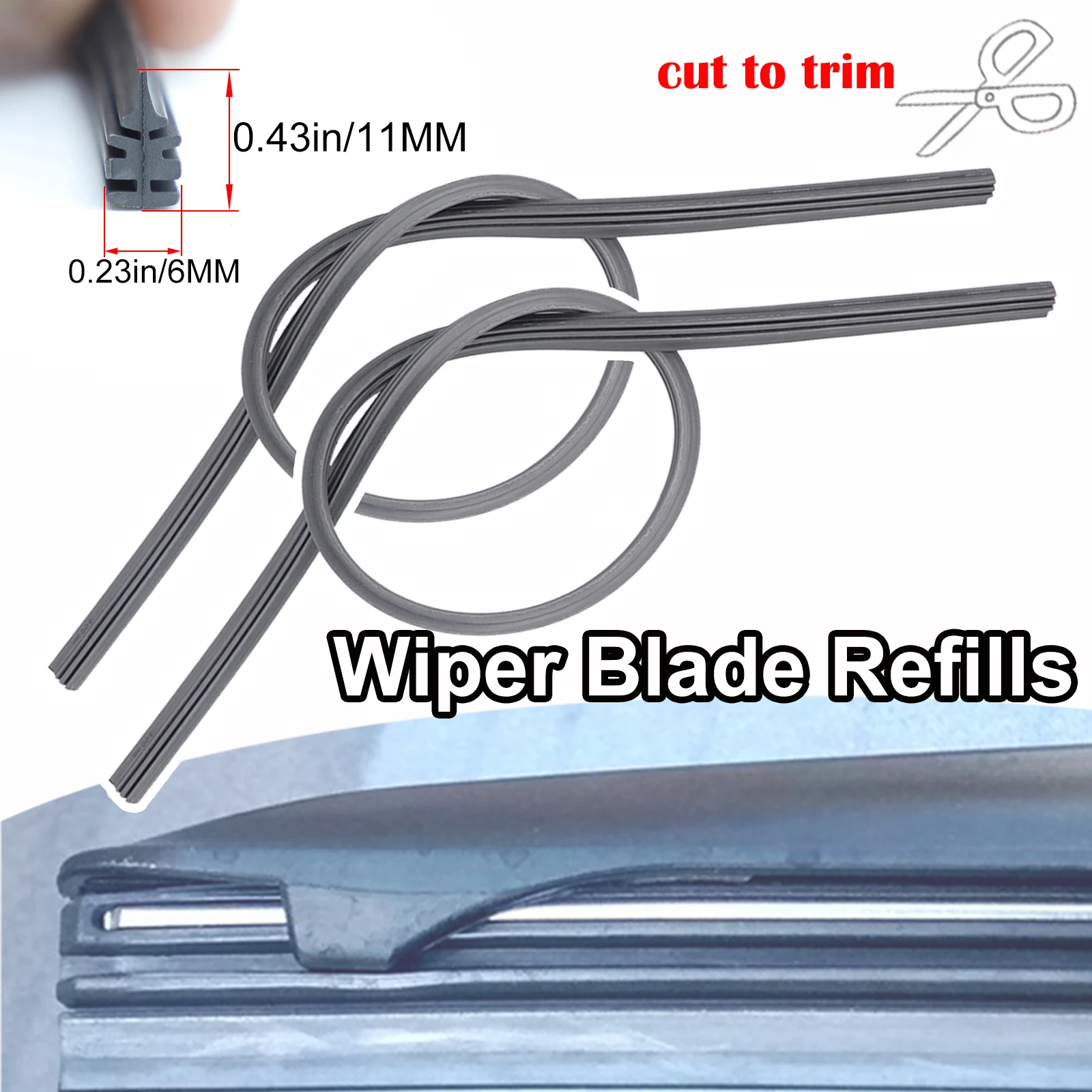 

2Pcs For Toyota Audi Jaguar Skoda Car Wiper Blade Windscreen Vehicle Insert Rubber Wash Strip Refill Universal 600/650/700MM