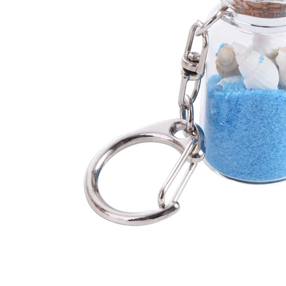 Sea Sand Drifting Bottle Keyring with Cork Shell Drifting Bottle Keychain Wishing Bottle DIY Beach Style Keychain Birthday Gifts