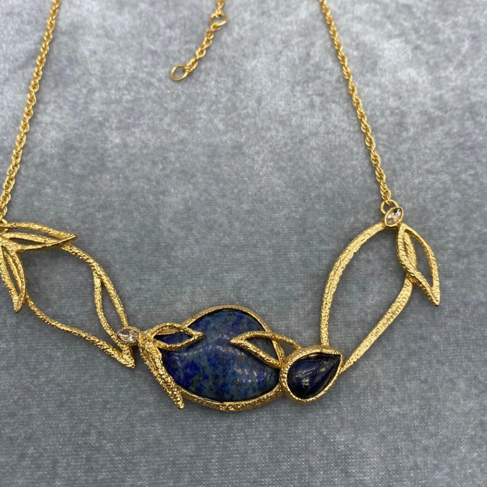 European and American Genius Designers Create Fashionable and Casual Natural Lapis Lazuli Necklaces