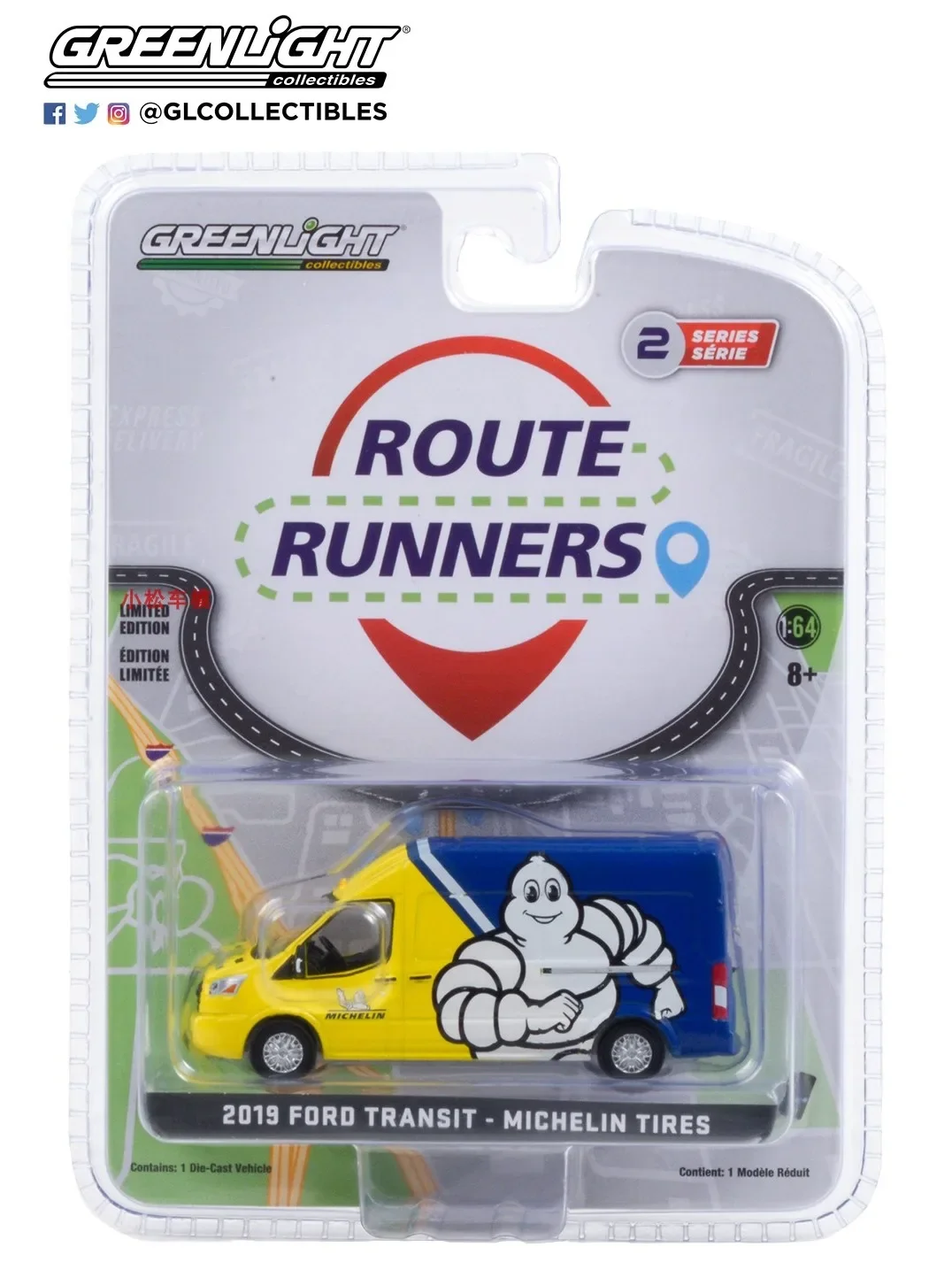 1: 64 2019 Ford Transit toit haut-pneus Michelin modèle de voiture avancé à collectionner