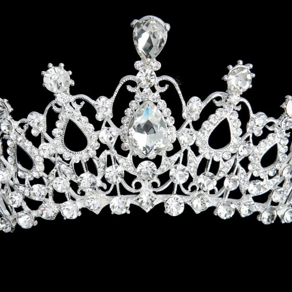 

Повязка для волос из сплава с кристаллами и стразами в форме капли, 14x62 см, для свадьбы, выпускного, конкурса красоты, юбилея, помолвки