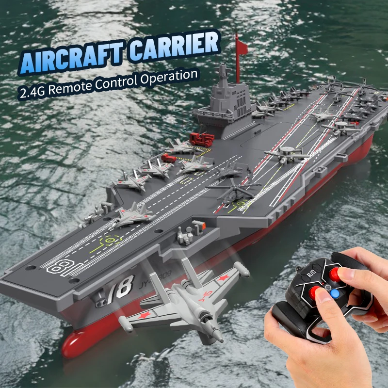 JJRC S19 RC Boat Aircraft Carrier 2.4G High-Speed Dual Motor Drift RC Simulation Destroyer Model Waterproof Ship Toys Kids Gift