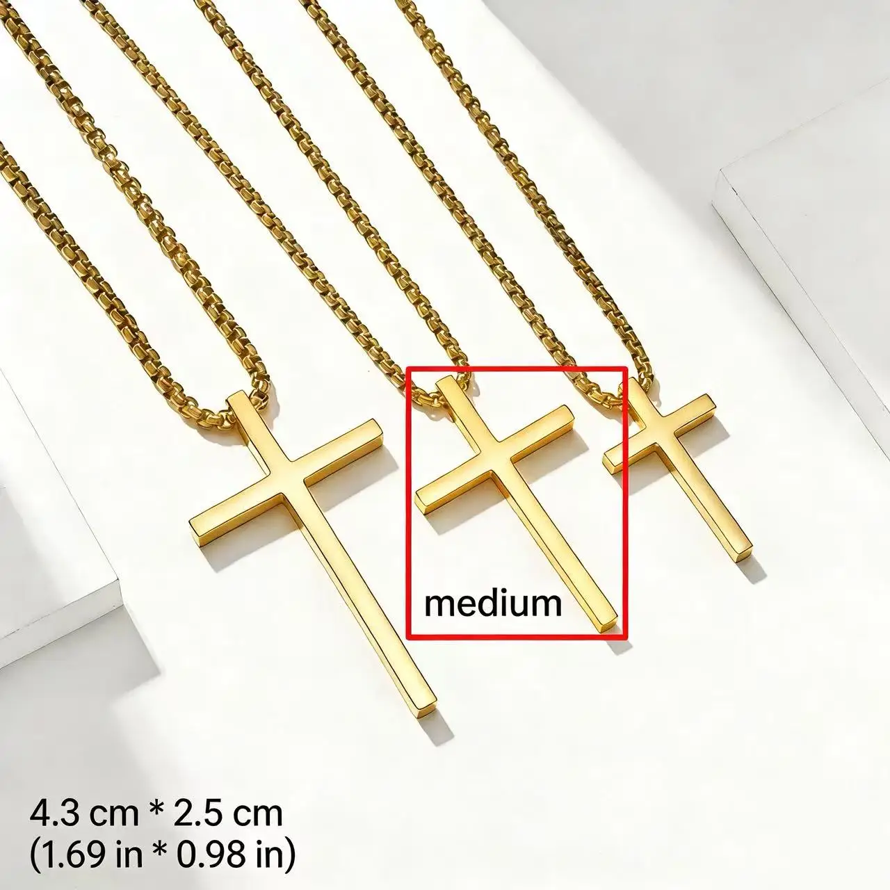 HNSP Minimalistische massive Kreuz-Halskette aus 316L-Edelstahl, wasserdichter Kreuzanhänger für Männer und Frauen, Schwarz, Silber, Gold – Detail 11