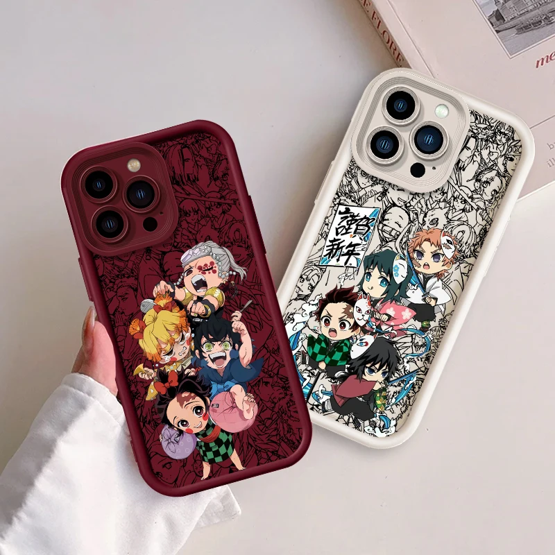 D-Demons S-Slayer Cartoon Cute For Apple iPhone 15 14 13 12 Pro Max Mini 11 XS X XR 8 7 6 Plus Eye Ladder Cover Capa Fundas