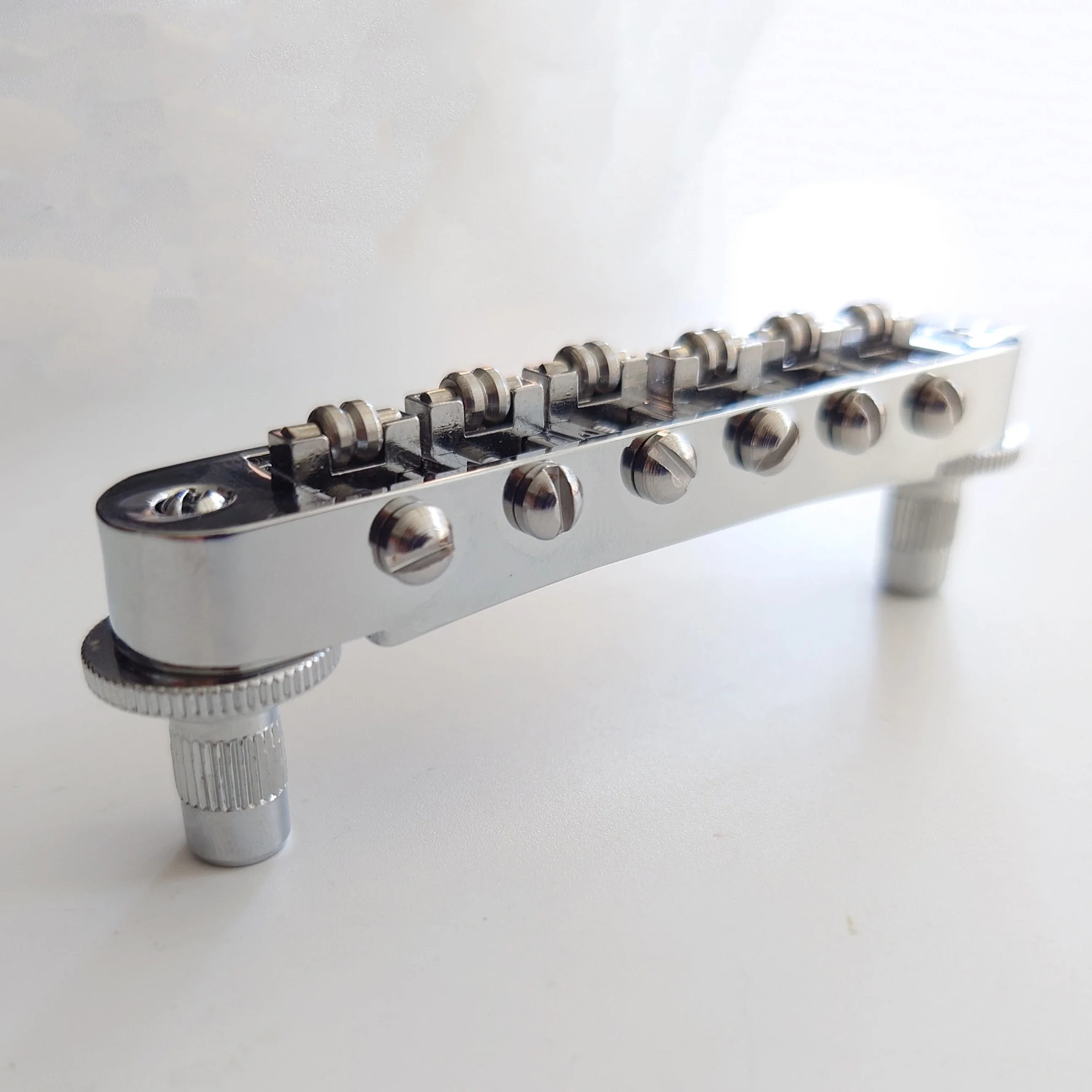 Guitar Roller Saddle Bridge Tailpiece Set, Tune-O-Matic Style, Chrome for ABR LP SG EPI Electric Guitars Replacement Parts