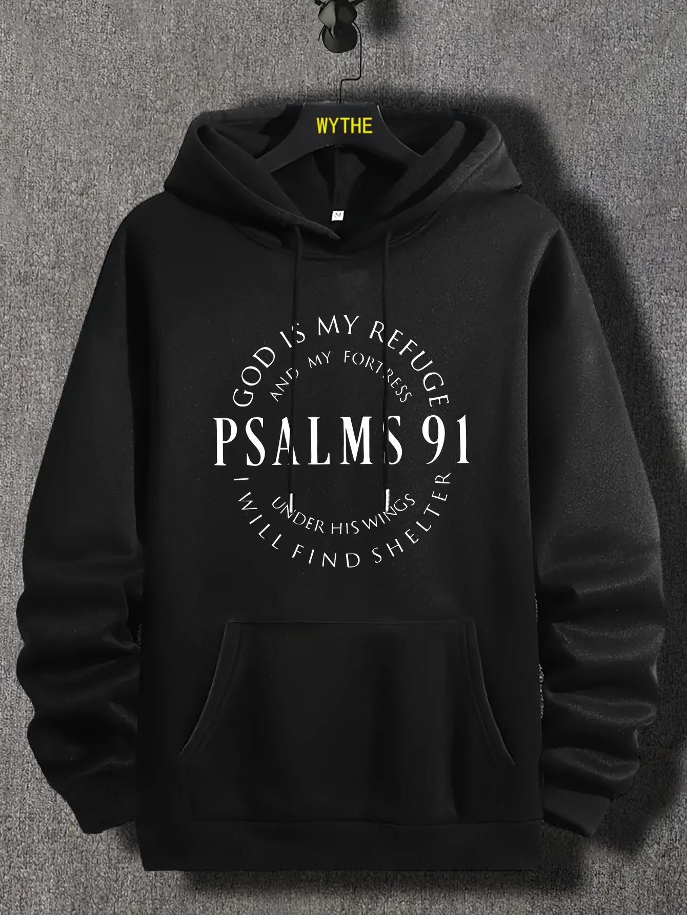 Men's Christian Inspired Psalms 91 Hoodie – 2026 Autumn New Brown Caramel Fleece Lined Top with 