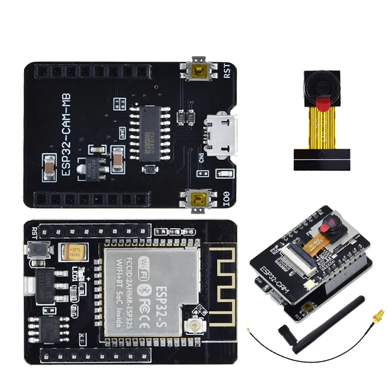 TZT ESP32-CAM-MB WIFI ESP32 CAM Bluetooth Development Board with OV2640 Camera MICRO USB to Serial Port CH340G Nodemcu