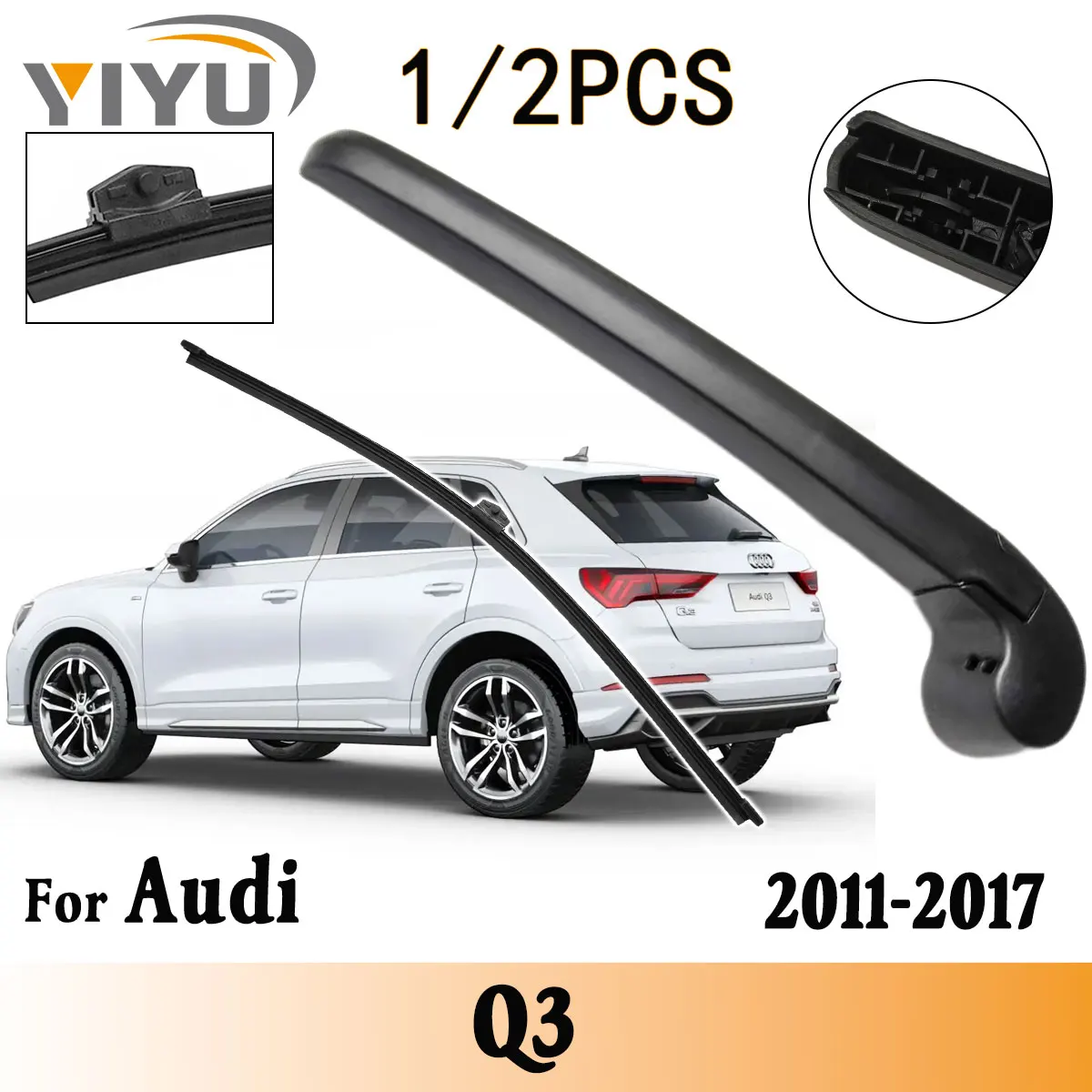 1/2PCS Heckscheibenwischerblatt Wischerarm Kit für Audi Q3 2011--2017 Windschutzscheibe Windschutzscheibe Heckscheibenwischer Bürsten