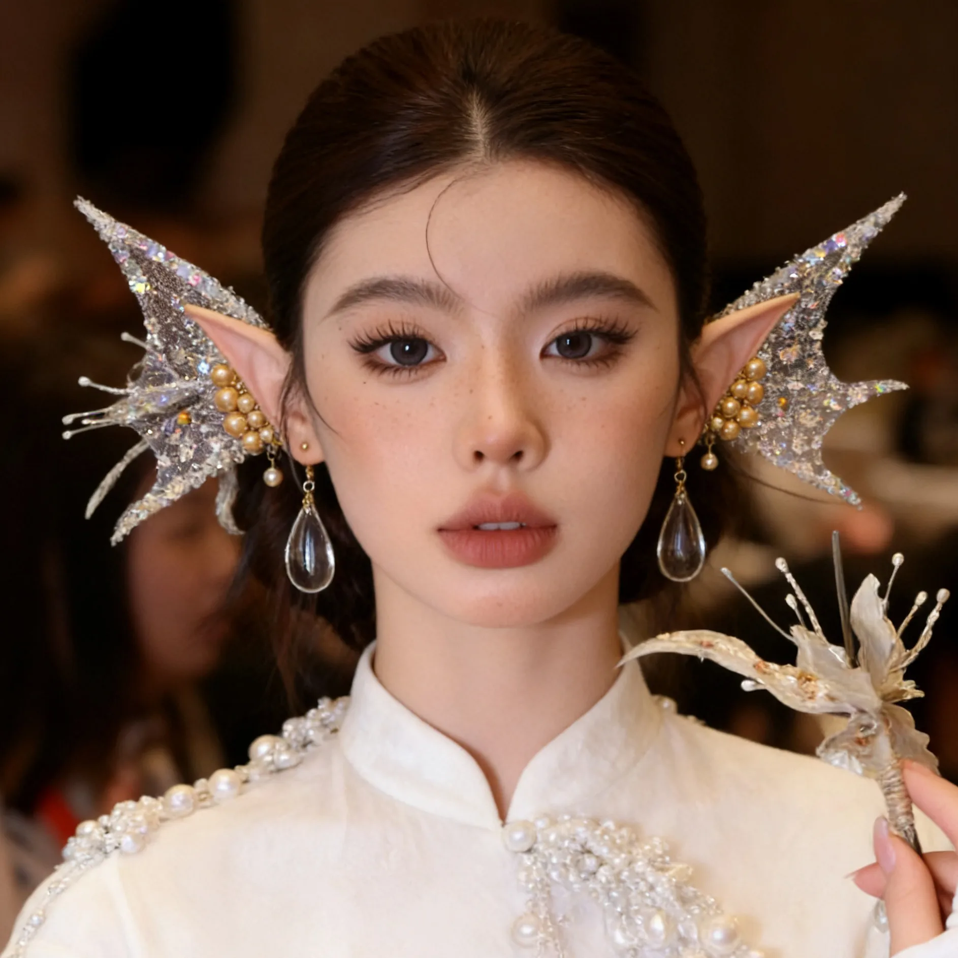 HOT!COS Mermaid Ears Gradient Shark Ears Headdress Fairy Wizard Hair Accessories Shark Ears Mermaid Props Photo Cosplay Props
