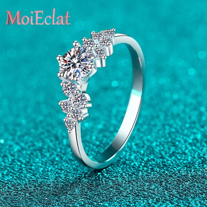 

Для женщин платиновый Pt950 лабораторный бриллиант обручальное кольцо Роскошные кольца с муассанитом 0,5 карата драгоценный камень невесты ювелирные изделия сертификат