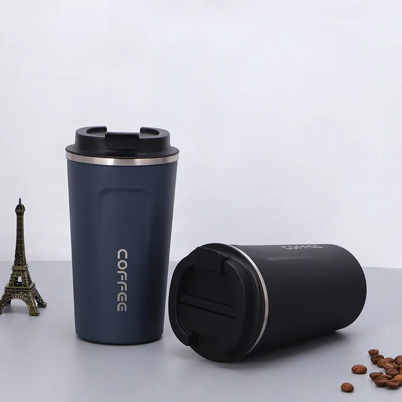 

Smart Car Stainless Steel Coffee Thermos Cup with Non-slip Silicone Cover 304 Easy Grip Water Bottle for Vehicle
