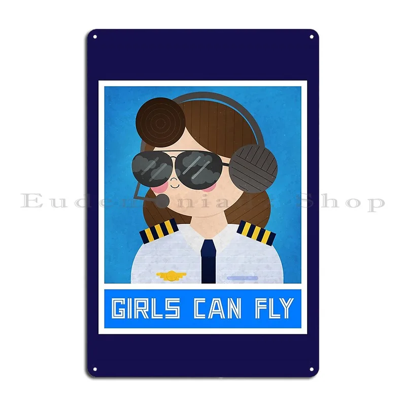 Girls Can Fly Metal Plaque Club Bar Home Iron Cave Classic Tin Sign Poster