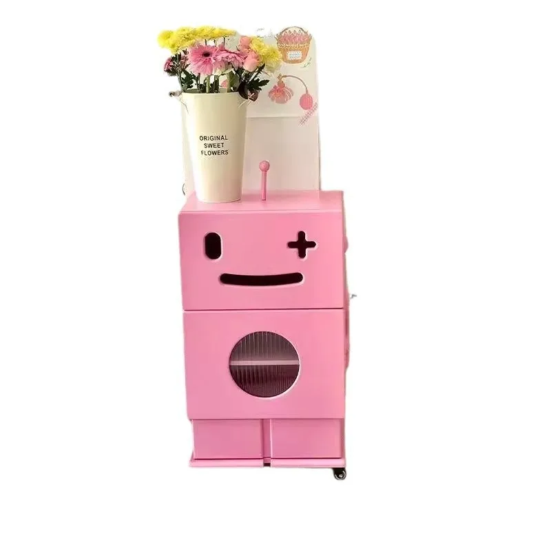 Simple modern creative art robot movable cabinet living room sofa side bedside table storage decorative