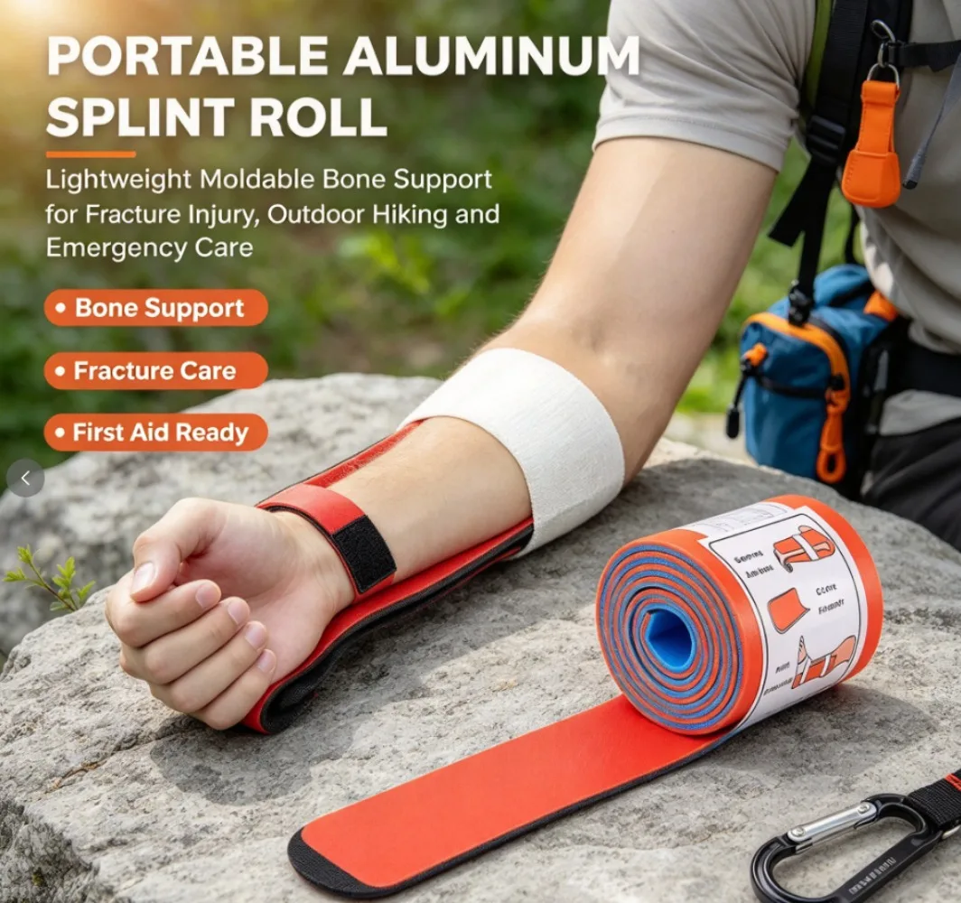 Portable Professional Aluminum Alloy Splint Roll Bone Support Outdoor Hiking Travel Survival First Aid Emergency Kit