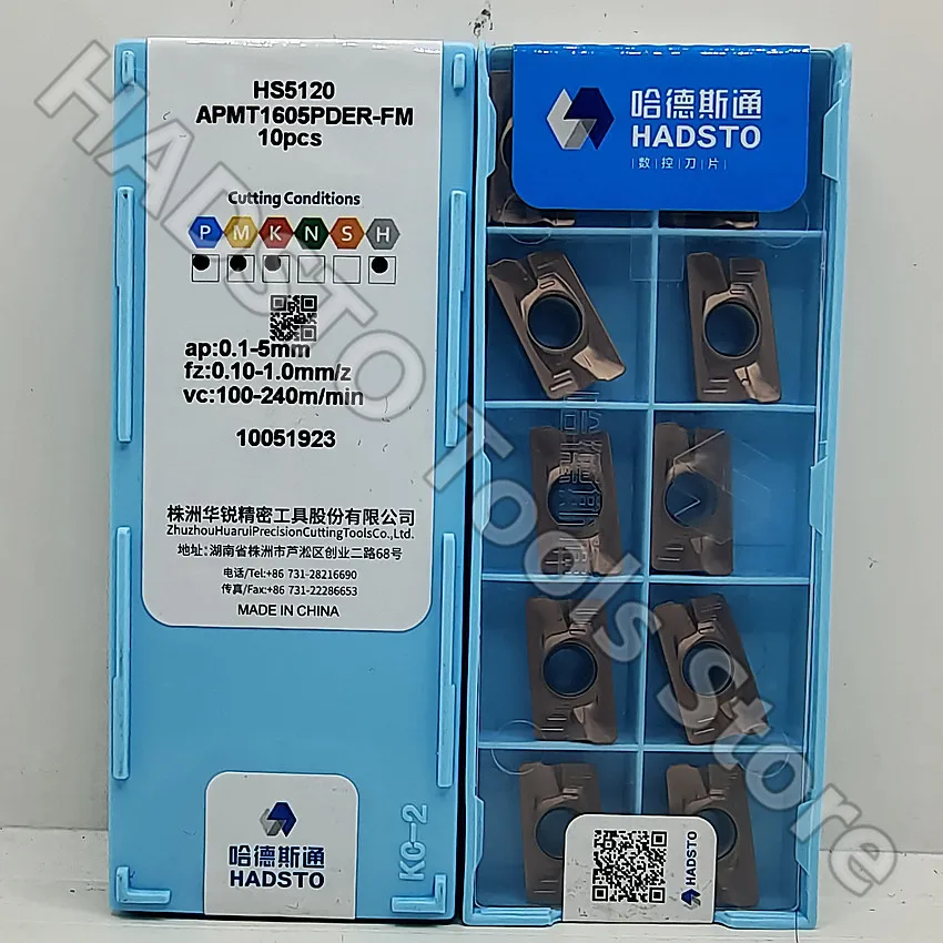 10pcs APMT1605PDER-FM HS5120 APMT1605PDER HADSTO CNC carbide inserts Milling inserts For Steel, Stainless steel, Cast iron