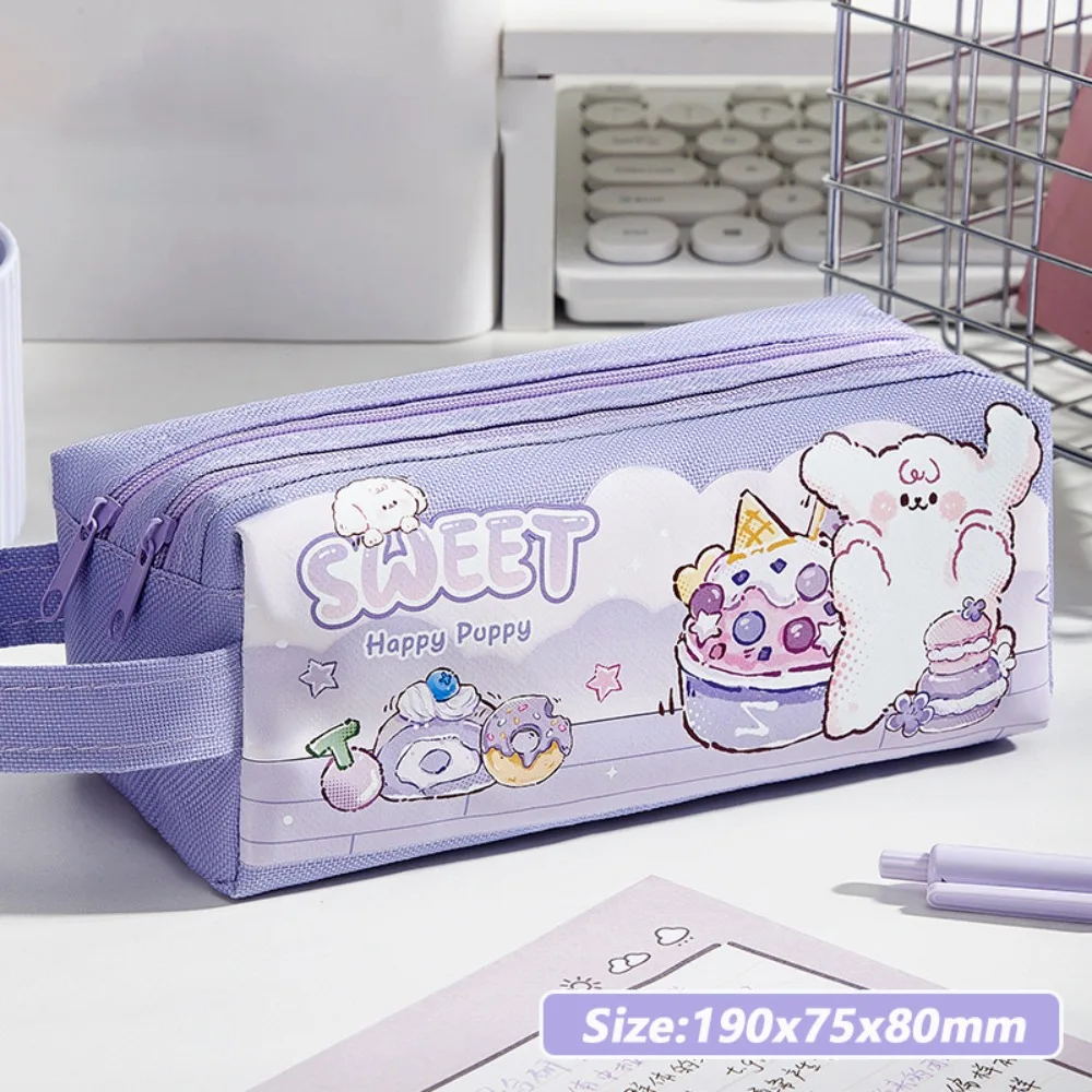 

High Quality Puppy/Kitten Pattern Pen Bag Large Capacity Portable Stationery Bag Double Layers Pen Pouch Gift