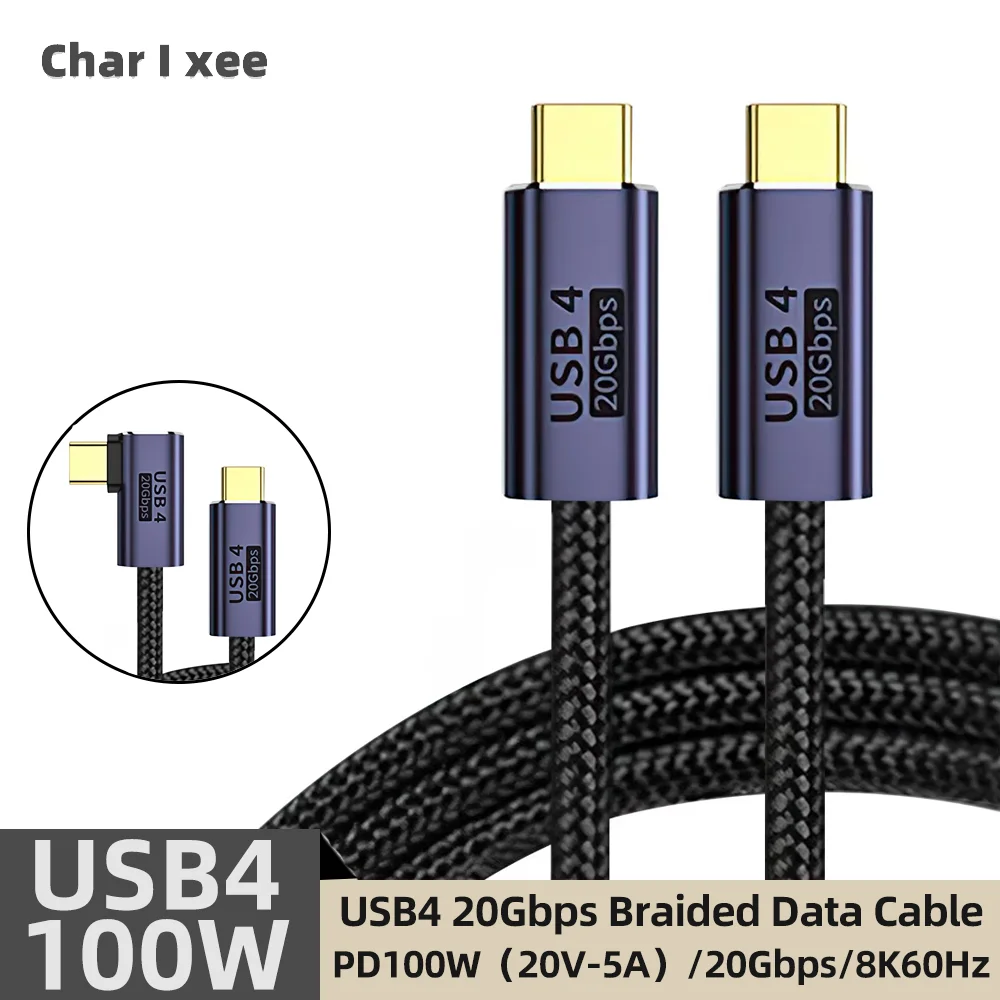 USB4 Thunderbolt 4/3 Type-C Cable 8K@60Hz 20Gbps 20V 5A PD 1