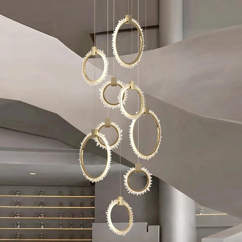 Imagem -05 - Modern Crystal Chandelier For Home Decoration Stair Pendant Lamp Living Room Pendant Lights Iluminação Interior