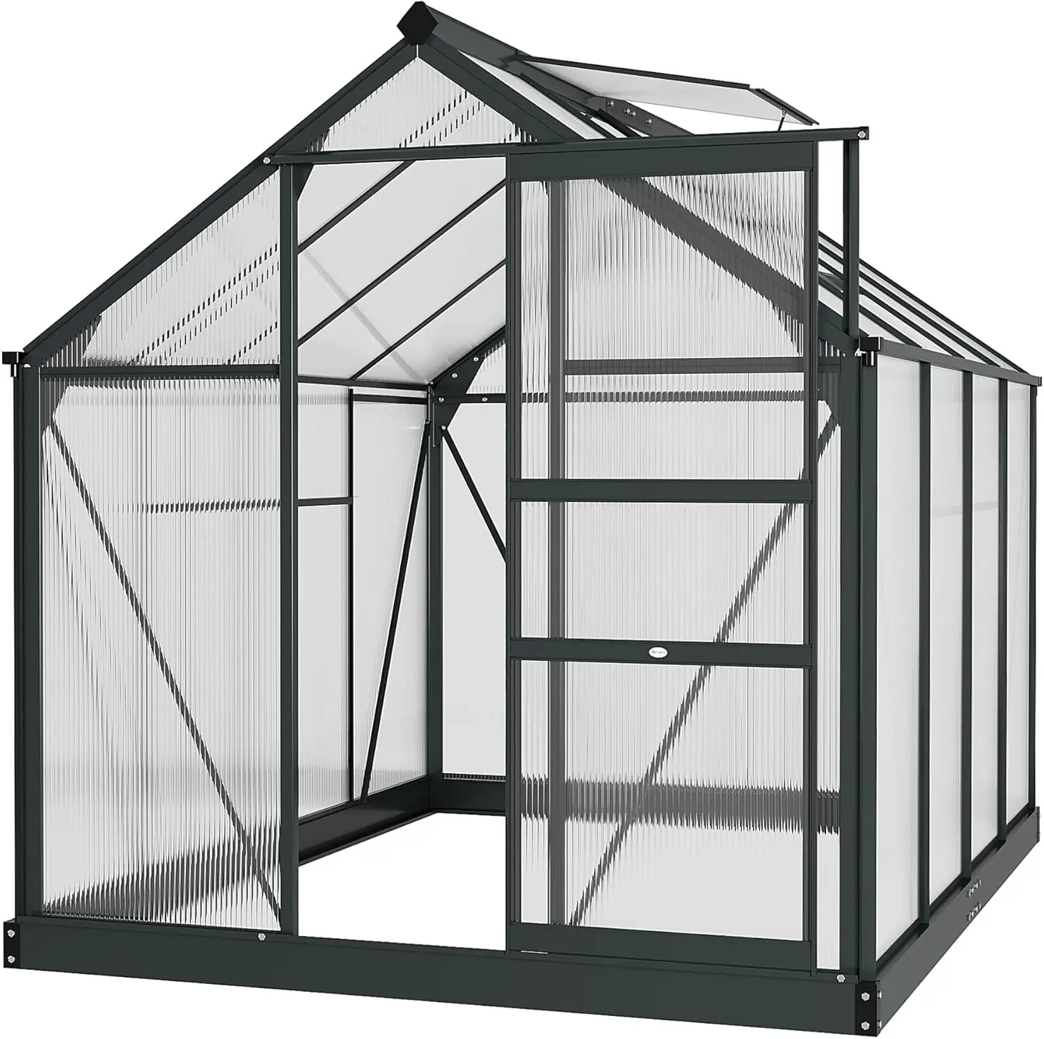 

6' x 8' Greenhouse for Outdoors, Polycarbonate Greenhouse with Rain Gutter and Roof Vent, Aluminum Walk-in Green Houses