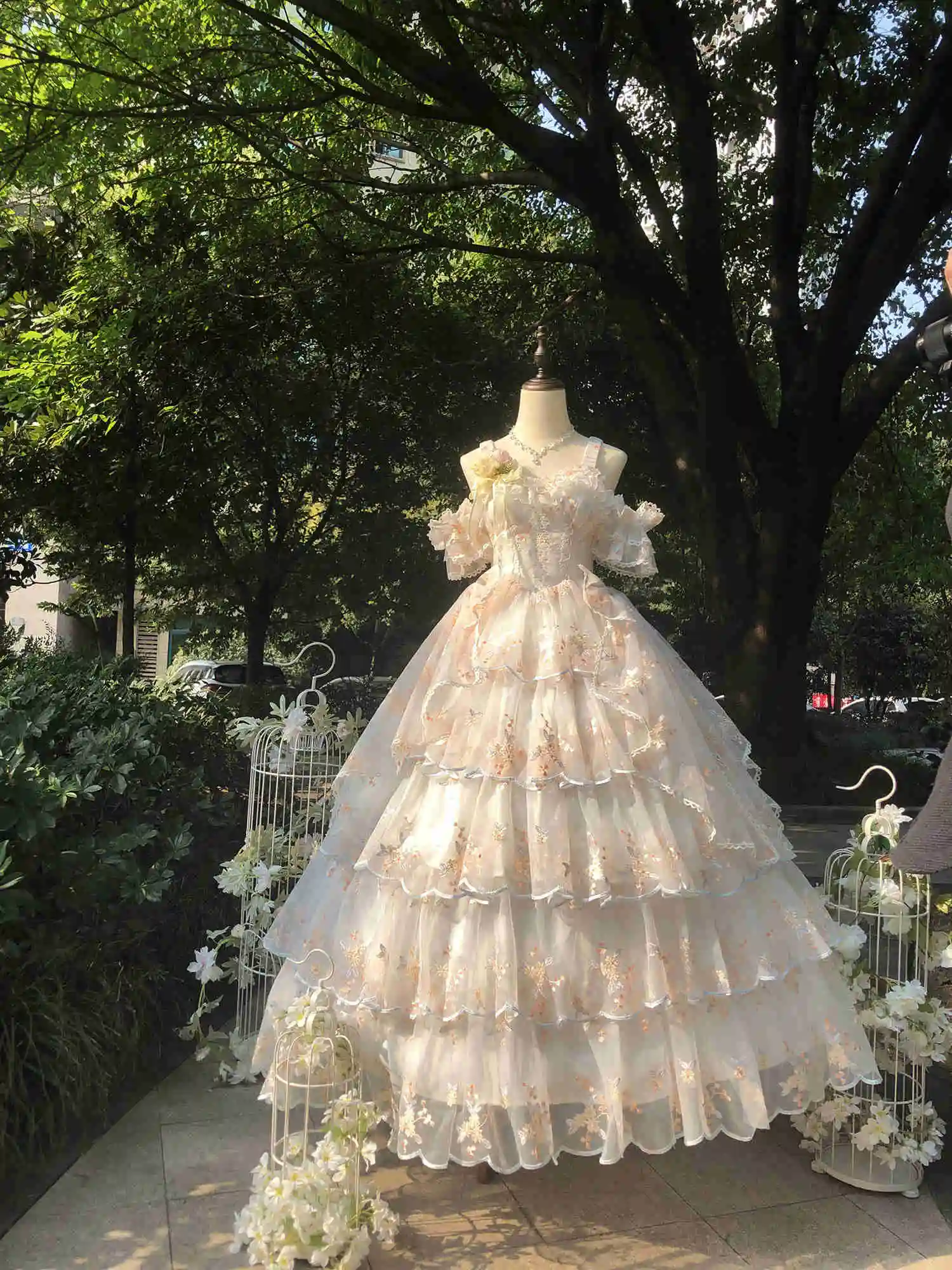 Kobiety urocza koronka kwiatowy haft ślub księżniczki sukienki dziewczyny Cute Party Vestidos wiktoriański Retro Lolita Jsk sukienka japońska