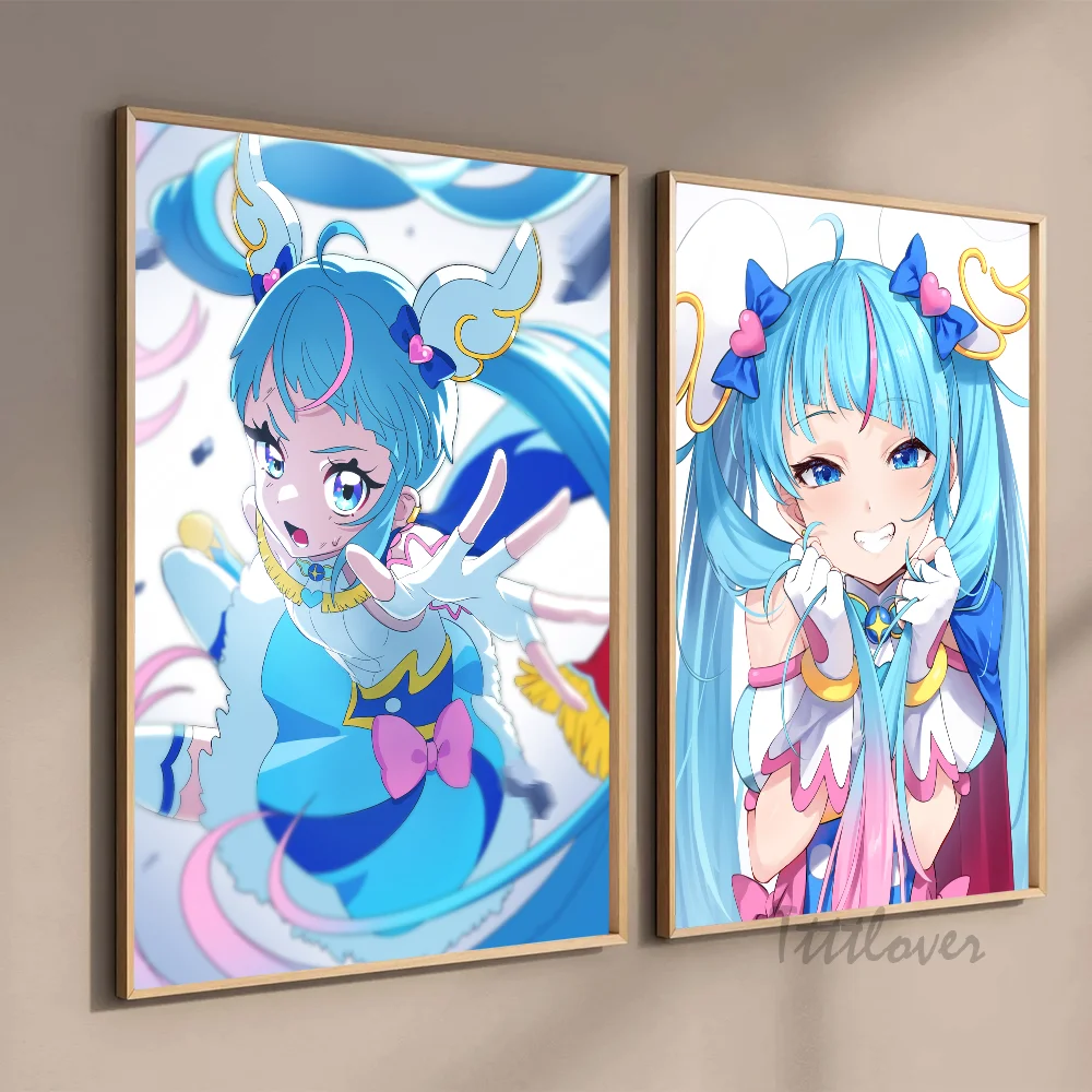 Cure Sky Sora Harewataru Blue Anime Girl Poster Stickers Art Wall Murals Decor Game Room Decor Gifts HD Painting