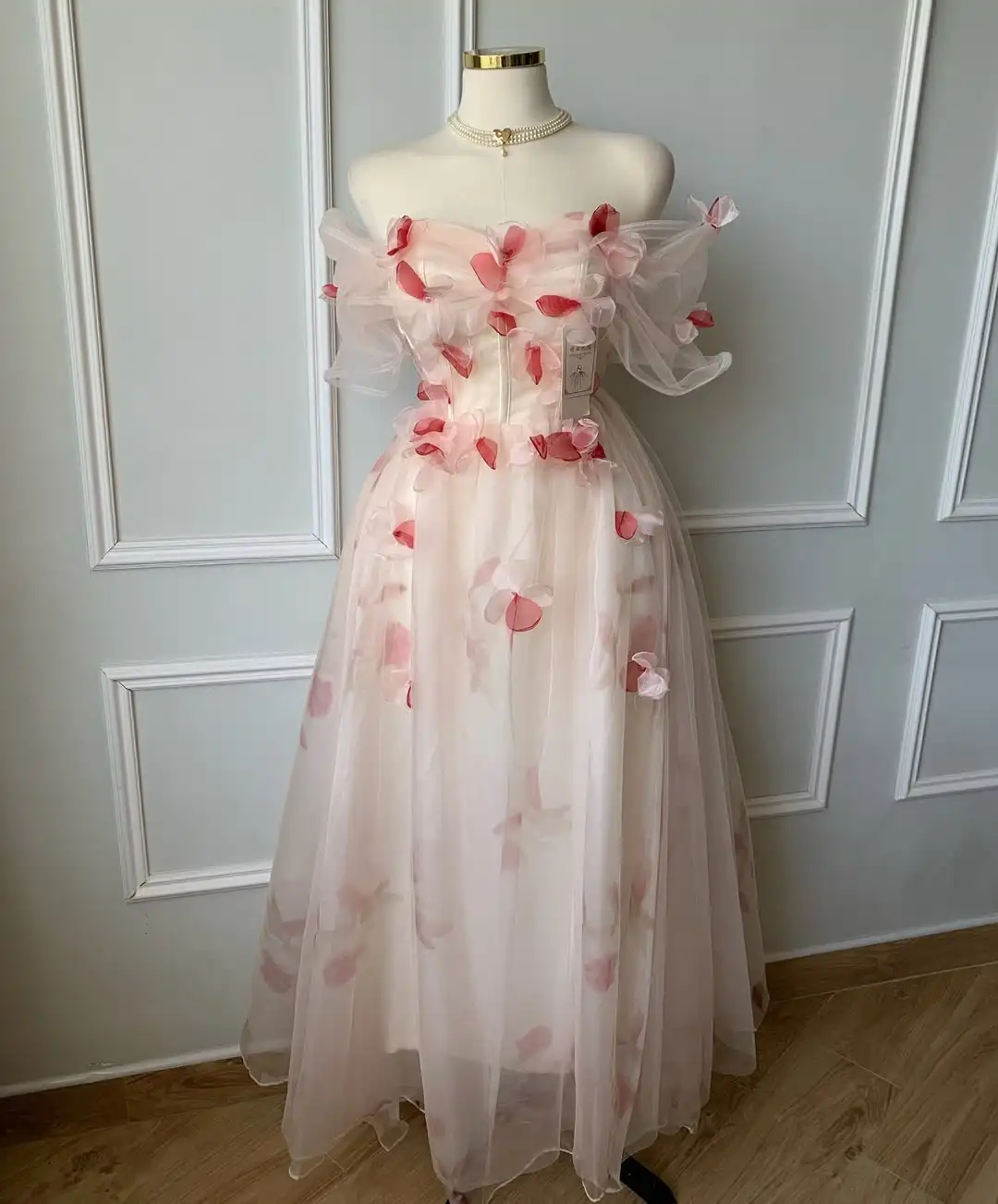 Vestido de noche de hadas de princesa con flores y escote en forma de corazón, tul transparente con cordones, corte en A, drapeado, para fiesta de graduación, cumpleaños y Navidad