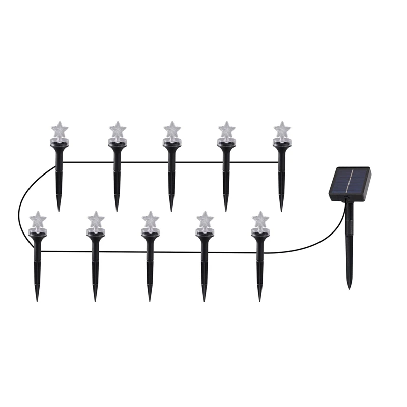 DT16 Solar Garden Ball Lights 10Pcs LED Outdoor Lawn Stake Lamps Warm Glow Decorative for Patio Landscape