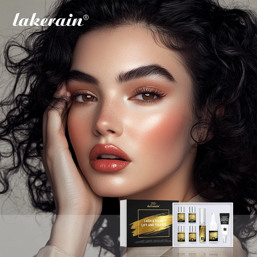 ชุดยกขนตาและคิ้ว Lakerain พร้อมสี ชุดดัดขนตาและคิ้วแบบถาวร ติดทนนาน สำหรับผู้หญิง