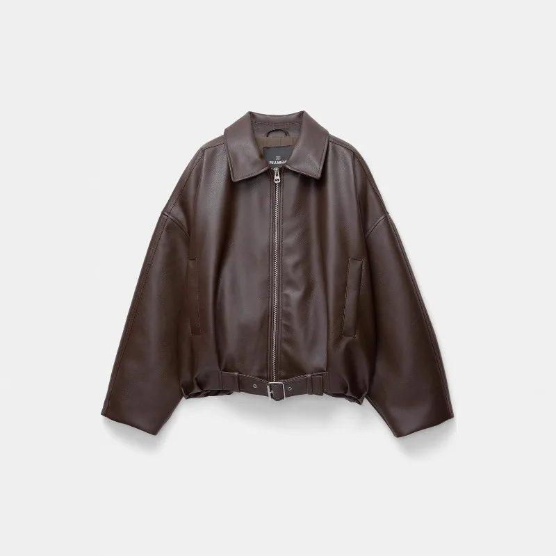 Casacos Femininos de Outono Inverno, Jaquetas de Couro Sintético, Novidades Retro, Minimalistas, Confortáveis e Elegantes