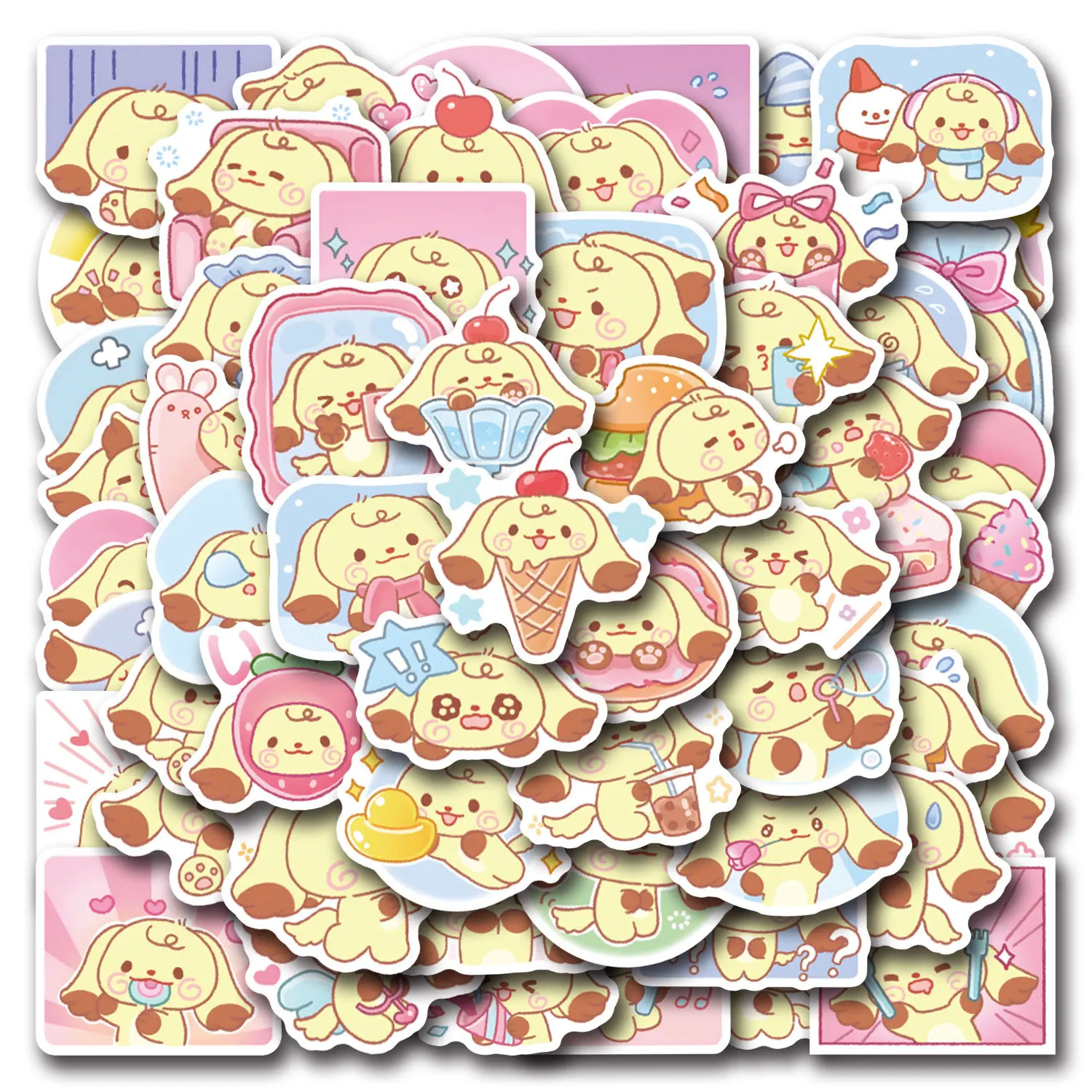 10/30/55PCS Kawaii Sanrio Pom Pom Purin Sticker Cartoon Cute Graffiti Decorative Skateboard Phone Case Waterproof Decal Kids Toy