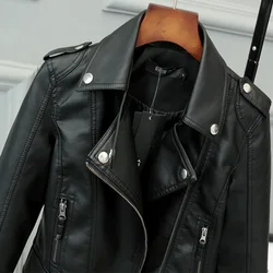 Korean Version of Slim PU Leather Jacket Women's  New Motorcycle Leather Short Coat