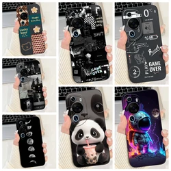 For Huawei P60 Art / P60Pro / HuaweiP60 Case Liquid Silicone Soft TPU Back Cover Phone Funda Gothic Black Night Bumper Panda Bag