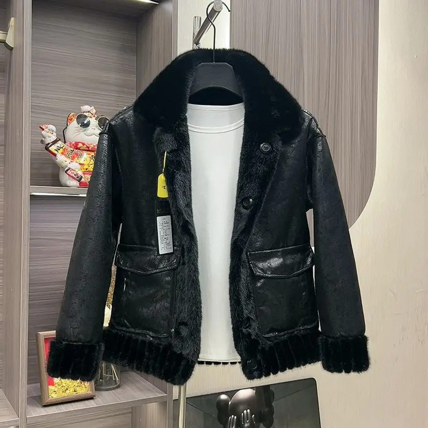 Luxury High-end Fur Jacket Men's Clothing Trend Winter Warm Faux Fur Coat Reversible Wear High Quality Windproof Jacket Snowwear