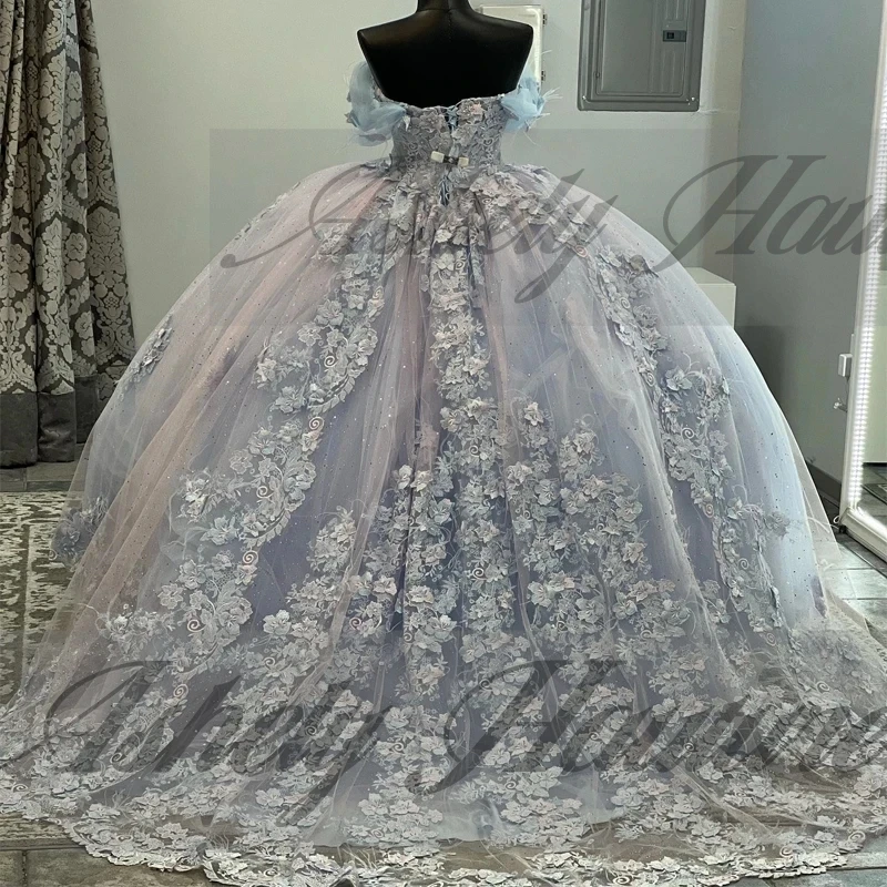Personnalisé réel mexicain robes de bal robe de fête d'anniversaire Applique balayage Train Pageant mariage robes de 15 años quinceañeras