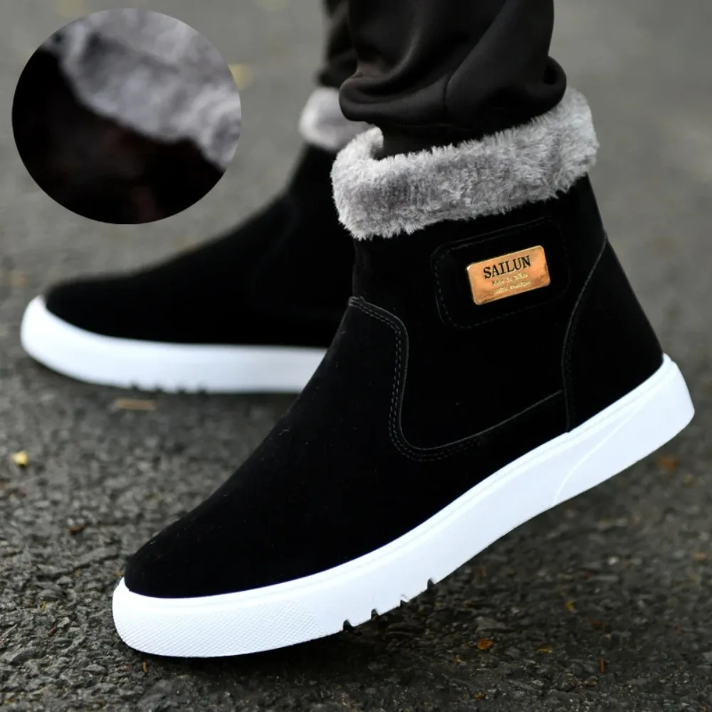 

Winter Men's Snow Boots Plush Warm Men Ankle Boots Brand High-top Casual Leather Shoes for Men Comfortable zapatos para hombres