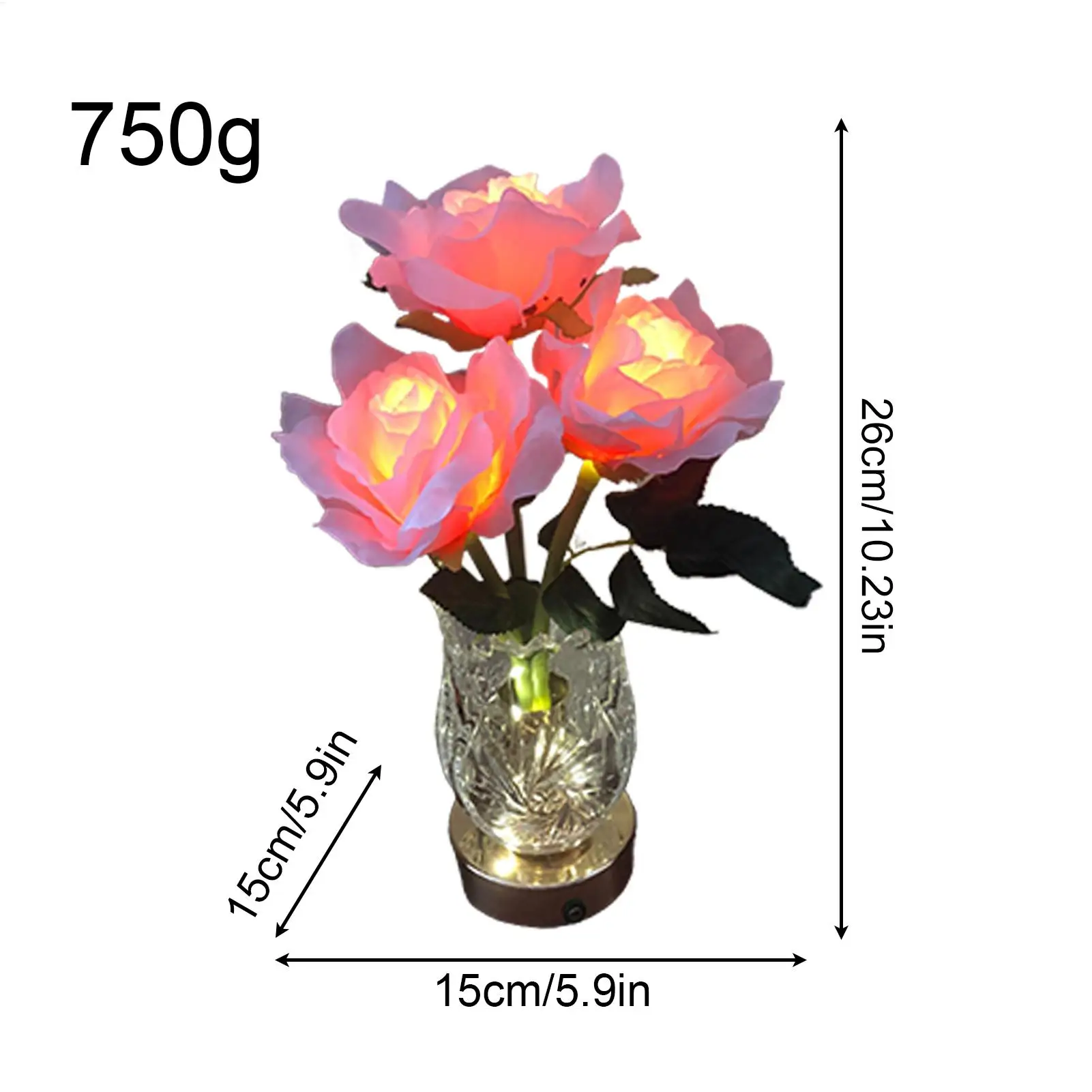 Flower Table Lamp Color Changing Cordless LED Rose Lamp Dinner Decor Flower LED Night Lights for Bedside Bedrooms Nursery Living