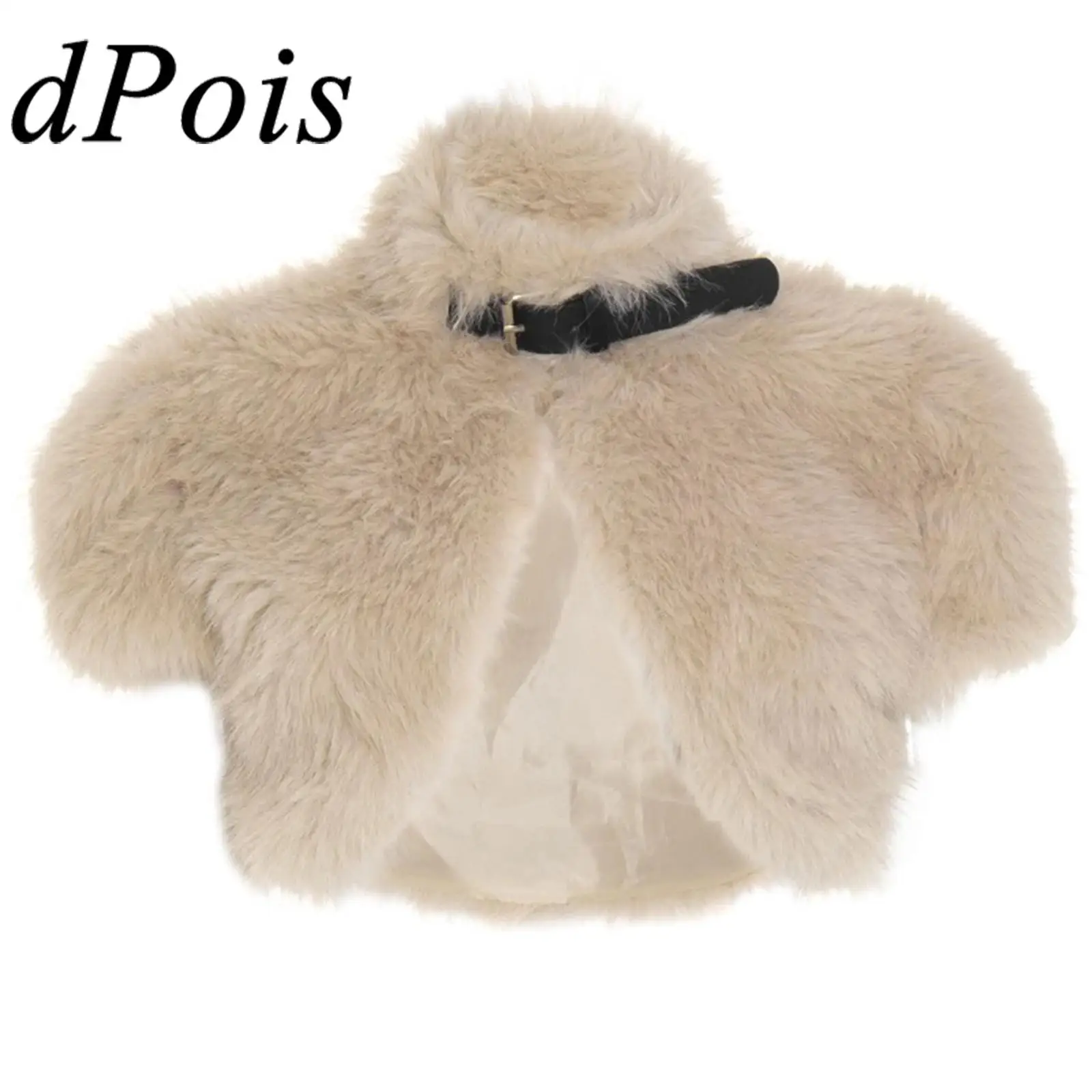 

Женская накидка из искусственного меха, шали с пряжкой на шею, короткий рукав, укороченное болеро, кардиган, накидки на плечи для рейв-банкета, праздничная одежда